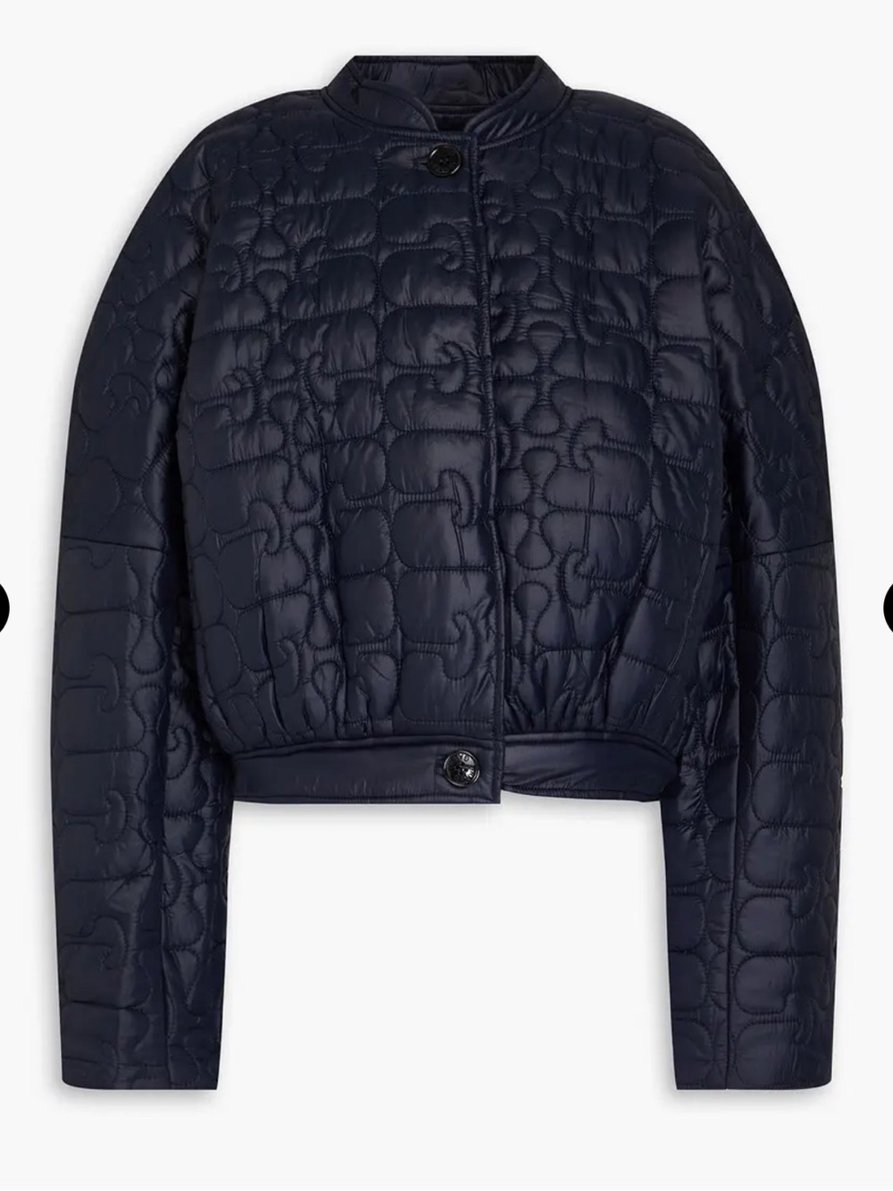 Ganni Quilted Cropped Puffer Jacket - Navy - Picture 3 of 16